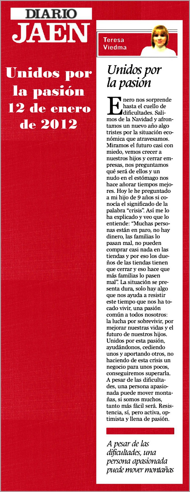 15.- 12-01-2012 Unidos por la pasi&oacute;n